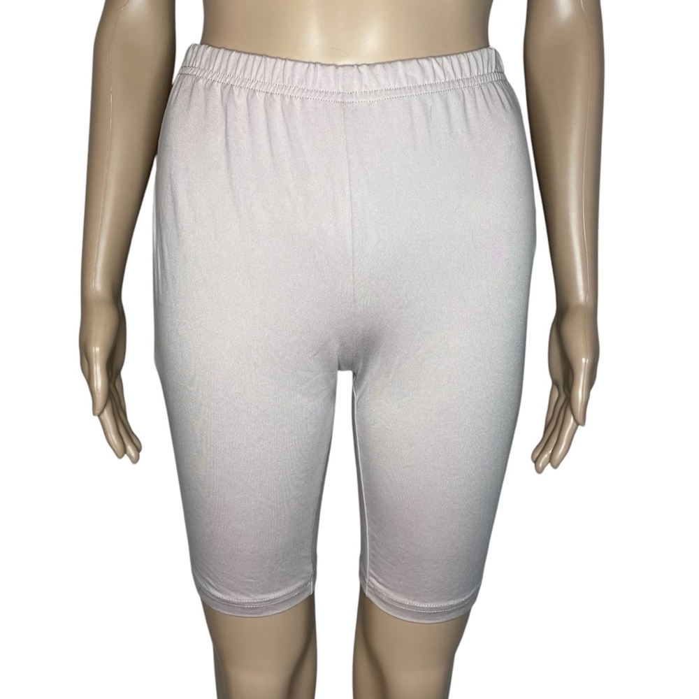 Simplee Beige Soft Stretchy Comfortable Pull On High Rise Spandex Biker Shorts